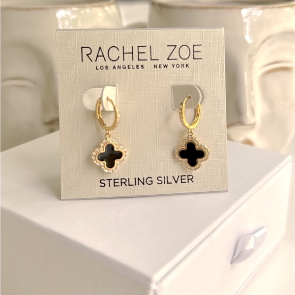 Last 1! Rachel Zoe Clover Earrings Cubic Zirconia Sterling Silver - Picture 4 of 4